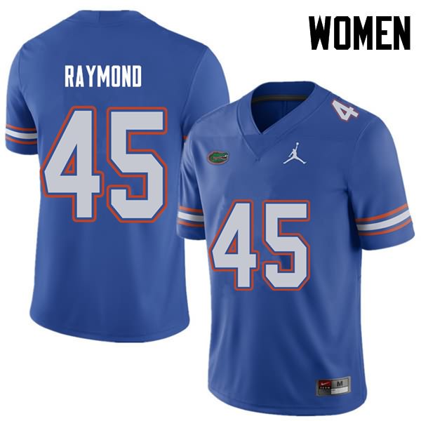 Women's NCAA Florida Gators R.J. Raymond #45 Stitched Authentic Jordan Brand Royal College Football Jersey DJD1465AP